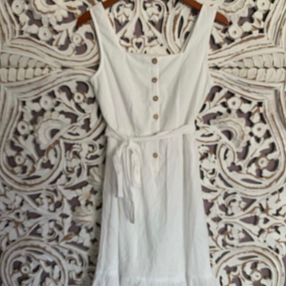 White Button Front Summer Dress - Lined